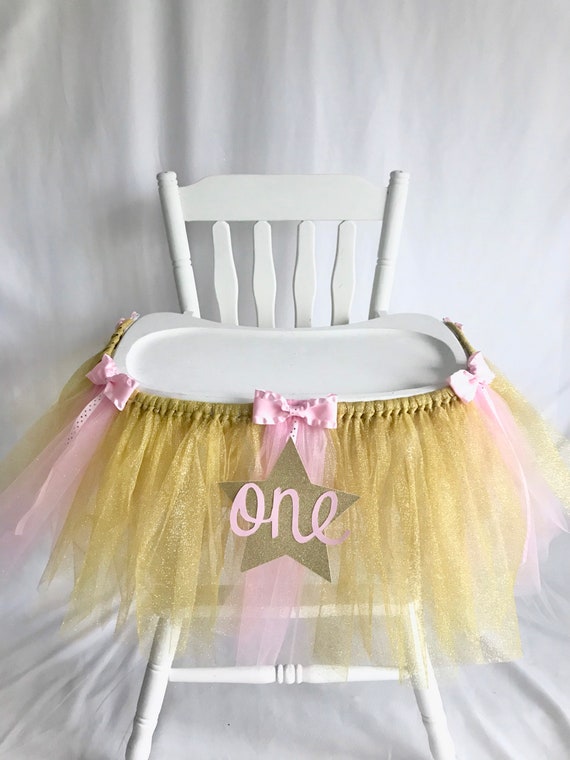 Pink and gold Tutu - High chair tutu - I am One - First Birthday Skirt - Pink Gold Decor Il_570xn