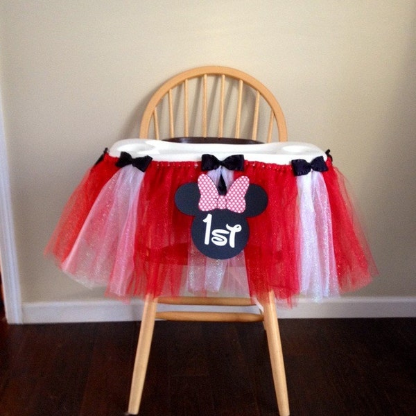 Red and Black First Birthday HighChair Tutu - Cake Smashing - High Chair Banner - Birthday Sign
