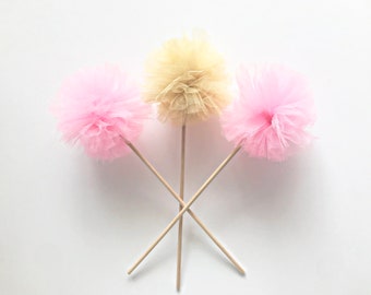 Tulle Pom Pom Fairy Wand - Golden Princess Party Favor