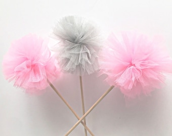 Tulle Pom Pom Wand – Princess Party Favor, Flower Girl Wand