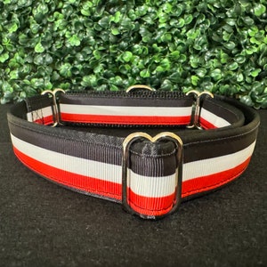 Red, White & Black Striped Dog Collar