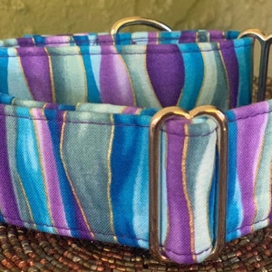 Purples and Blues Fabric Dog Collar