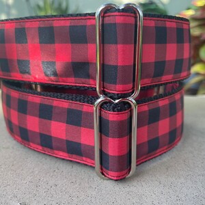 1.5&quot; and 2&quot; Red and Black Plaid Collar