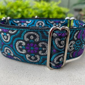 1.5" or 2" Purple, Blue and Silver Dog Collar