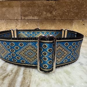1.5" and 2" Turquoise Metallic Diamonds Dog Collar