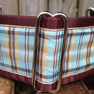 Brown, Light Blue & Tan Plaid Collar