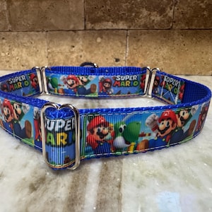 1" and 1.5" Cartoon Mario inspired Dog Collar