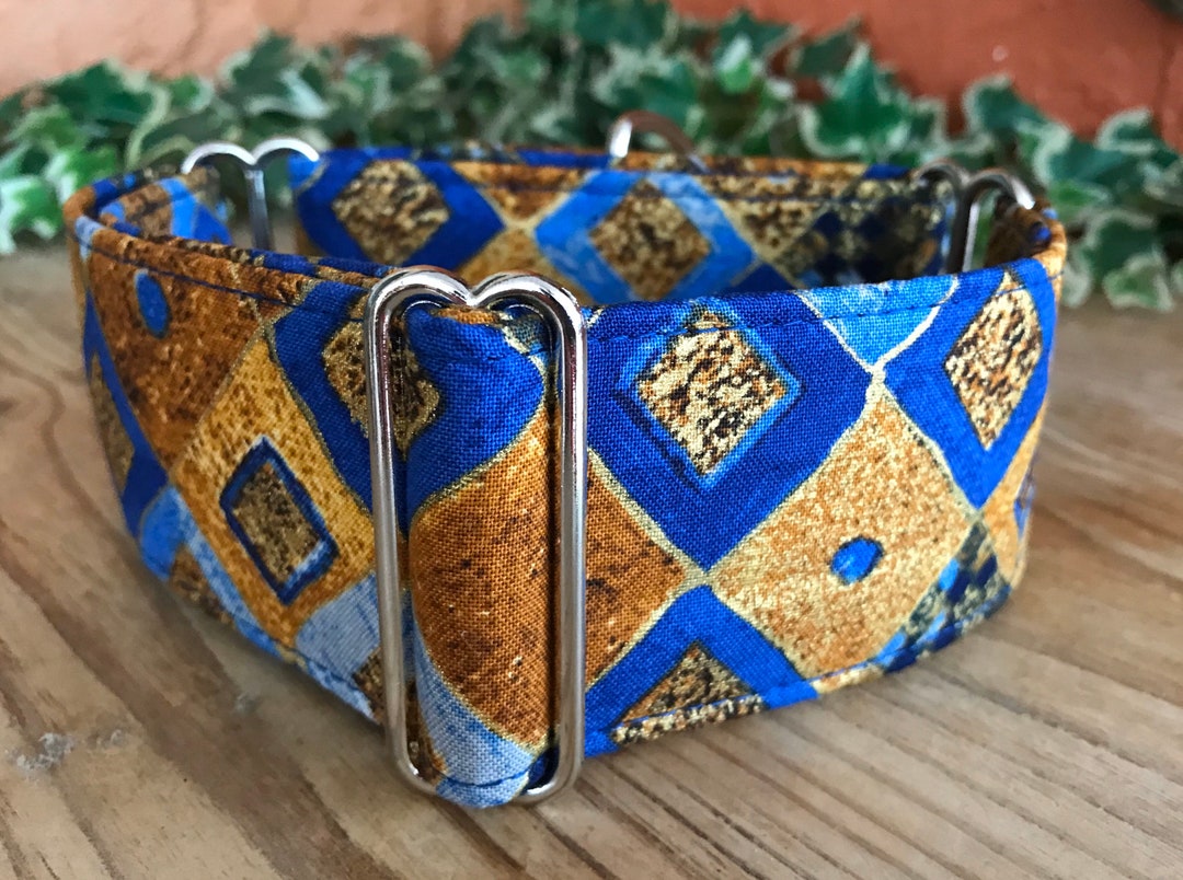 Blue and Gold Dog Collar Etsy