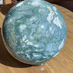 Esfera de ágata musgosa druzy, ágata musgosa, esfera única de ágata musgosa extragrande, pieza impresionante, esfera de tierra de ágata musgosa, ágata musgosa extragrande