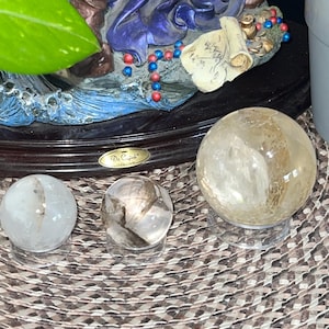 Clear Quartz Spheres, Dendritic Quartz, Quartz Inclusions, rainbow inclusions, Quartz, sphere, moss inclusions, lodite  inclusion
