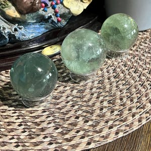 Green Fluorite Sphere, fluorite crystal Sphere, rainbow inclusions