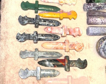 New Batch, Crystal Daggers , Variety Crystal Daggers, rose quartz, Jasper, flowerAgate, moss agate, bloodstone, labradorite, firework stone