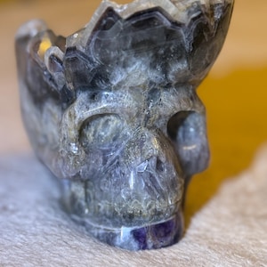 Large Cluster Amethyst Skull, Carved Skull, Amethyst, Amethyst Cluster Skull, Amethyst Skull, Crystal Skull, Druzy Skull