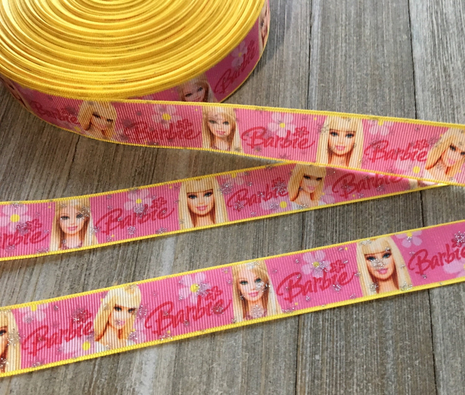 Barbie Ribbon Barbie Doll Glitter Barbie Ribbon Etsy