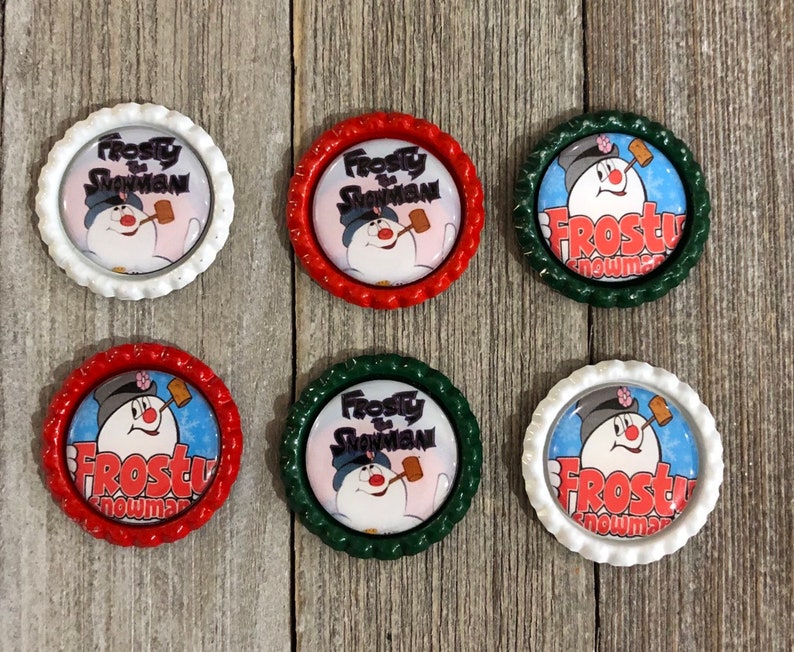 Frosty the Snowman Bottle Caps Finished Bottle Caps Frosty Etsy