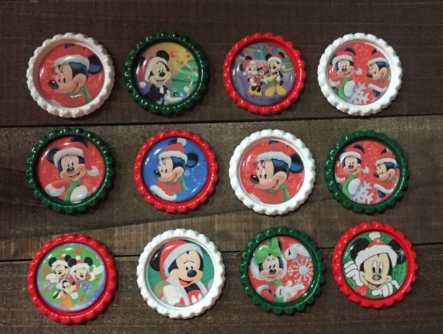Mickey Christmas Bottle Cap Holiday Bottle Caps Etsy