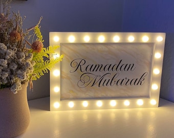 Ramadan Mubarak Light Up Sign | Ramadan Decor | Ramadan Light Photo Block | Eid Decor | LED Ramadan Mubarak Sign