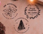 Christmas Return Address Stamp Christmas Wreath Stamp Holiday Address Stamp Self Ink Stamp Wooden Stamp