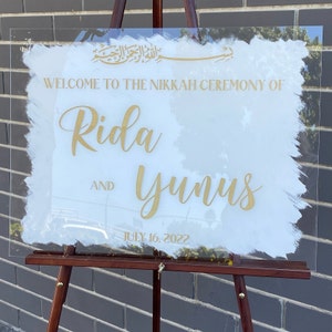 Personalized Acrylic Nikkah Sign: Islamic Wedding Welcome Decor