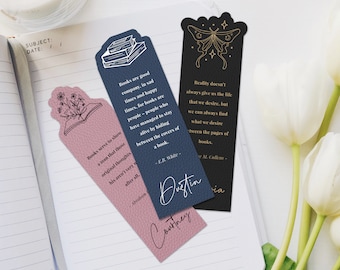 Personalized Leather Bookmark: Quote Keepsake, Birthday Gift