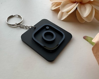 Acrylic Instagram Icon Keychain | Custom QR Code, Small Business Branding