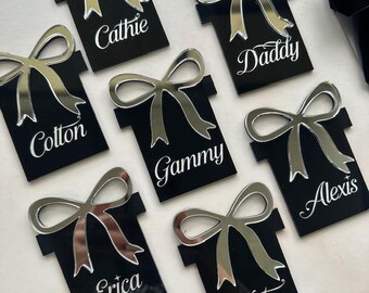 Bow Acrylic Placeholders, Present Shape Name Cards