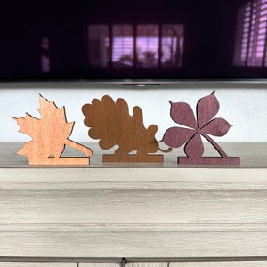 Wooden Fall Leaves Decor: Autumn Mantle Accents, Set of 3