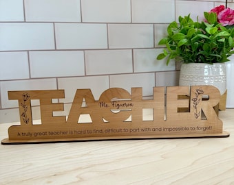 Personalized Gift for Teacher | Teacher Wood Cutout | Teacher Appreciation