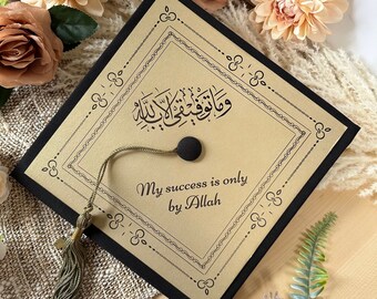 Custom Grad Cap Covers, Grad Cap Topper, My success is only by Allah, Muslim Graduate, Grad topper, Graduation Cap Covers, Grad Gift