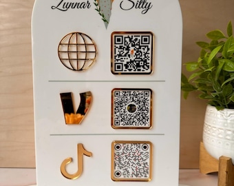 Multiple QR Code Business Sign, Logo Display, Social Media
