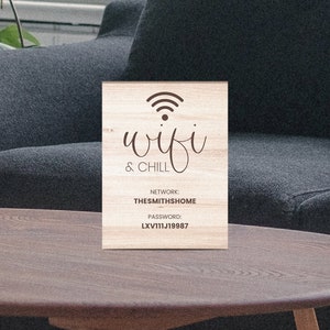 Personalized Wooden Wifi Sign, Wifi Password Sign, Business Wifi Sign, Wifi Network Password Engraved Sign, Wooden Sleek Wifi Sign bild 6