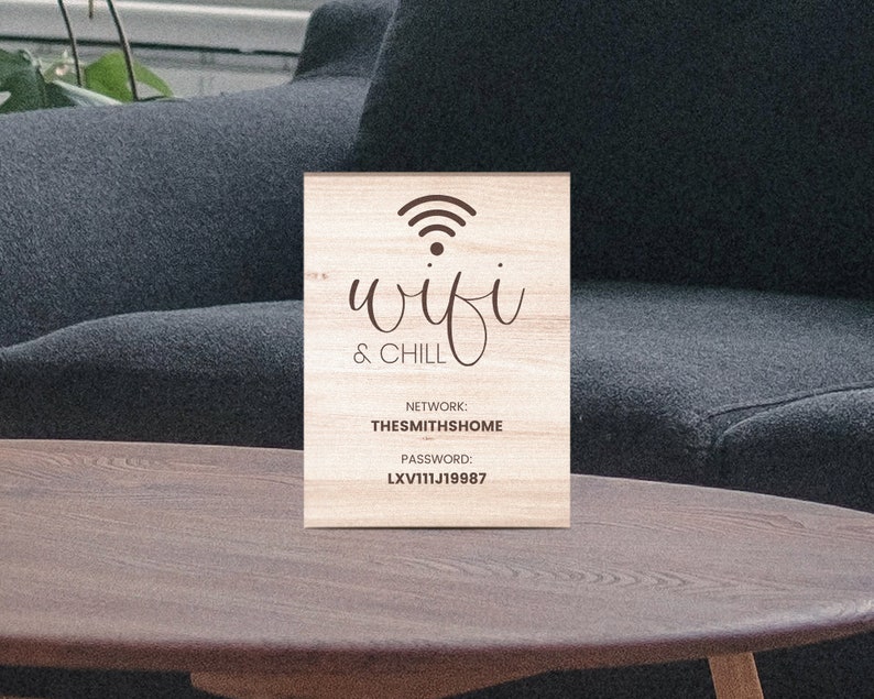 Personalized Wooden Wifi Sign, Wifi Password Sign, Business Wifi Sign, Wifi Network Password Engraved Sign, Wooden Sleek Wifi Sign bild 6