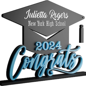 Personalized Acrylic Graduation Cap Sign: 2024 Grad Party Centerpiece