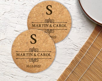 Custom Engraved Cork Coasters: Personalized Wedding Favors