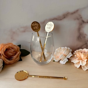 Engraved Mirror Acrylic Drink Stirrers: Custom Event Decor