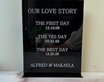 Our Love Story Acrylic Sign • Custom Relationship Timeline Sign • Wedding Table Decor • Personalized Important Dates Sign