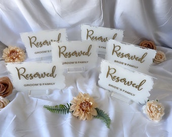 Reserved Signs for Wedding | Reserved for Bride's Family | Reserved for Groom's Family | Acrylic Reserved Sign | Wedding Reserved Signs