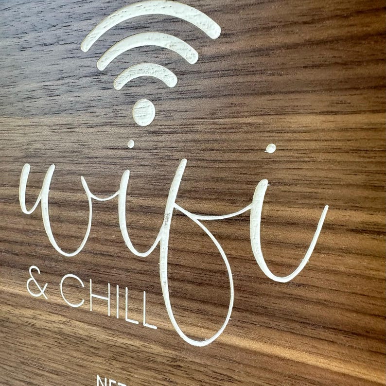 Personalized Wooden Wifi Sign, Wifi Password Sign, Business Wifi Sign, Wifi Network Password Engraved Sign, Wooden Sleek Wifi Sign bild 2