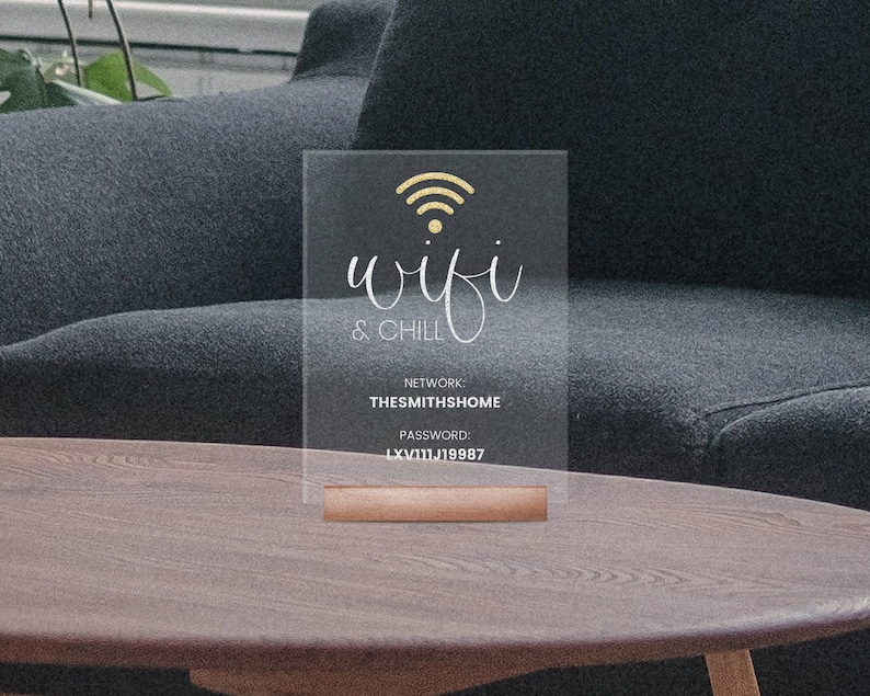 Personalized Wooden Wifi Sign, Wifi Password Sign, Business Wifi Sign, Wifi Network Password Engraved Sign, Wooden Sleek Wifi Sign bild 5