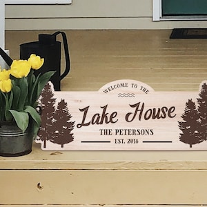 Rustic Cabin Sign: Custom Engraved Wood, Lake House Decor