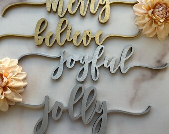 Christmas Place Setting Wooden Words, Christmas Hosting, Laser Cut Dinner Decorations