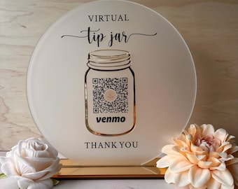 Acrylic Virtual Tip Jar Sign, QR Code, Custom Venmo Cash App Sign
