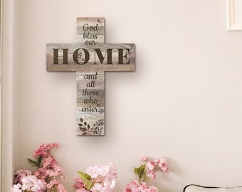 Wooden Wall Cross | Religious Gift | Faux Wood Cross | Wall Decor | Housewarming Gift