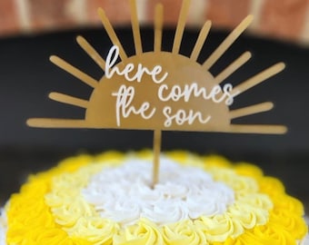 Sonnenschein Cake Topper | Hier kommt der Sohn | Baby Shower Cake Topper | Benutzerdefinierte Thema Cake Topper | Babyparty Dekor | Babyparty für Junge