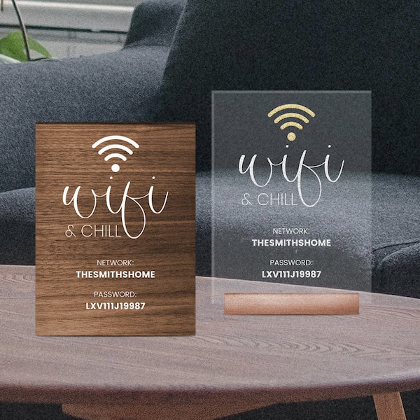 Personalized Wifi Sign | Wifi Password Sign | Living Room Decor | Guest Wifi | Wifi Acrylic Sign | Wifi Wood Sign | Housewarming Gift