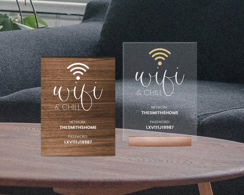 Personalized Wooden Wifi Sign, Wifi Password Sign, Business Wifi Sign, Wifi Network Password Engraved Sign, Wooden Sleek Wifi Sign bild 4