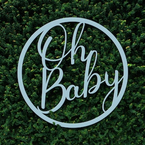 Round &#39;Oh Baby&#39; Acrylic Baby Shower Backdrop Sign