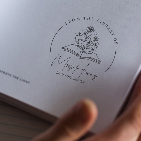 Personalized Library Book Stamp: Custom Embosser, Wooden or Self-Inking