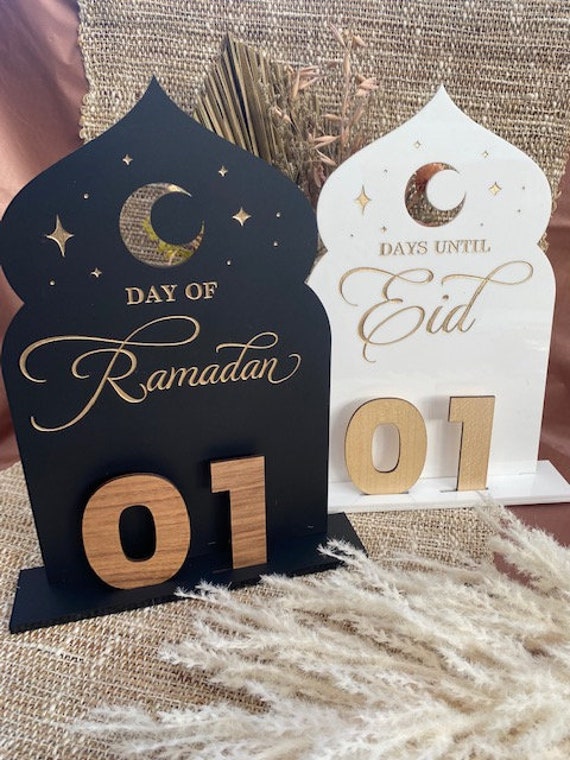 Ramadan Advent Calendar | Wooden Advent Calendar for Ramadan Decorations |  30 Days Countdown Ramadan Calendar Eid Mubarak Gift for Kids Adults (A)