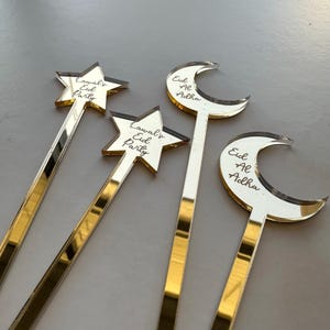 Star and Moon Acrylic Drink Stirrers: Eid Party Decorations